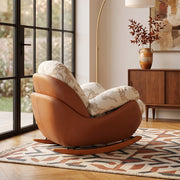 Cozy Printed Rocking Lounge Chair with Wraparound Back and Plush Cushion